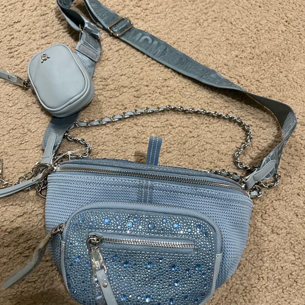 Steve Madden Light Blue Crossbody Bag Set with Chain Detail